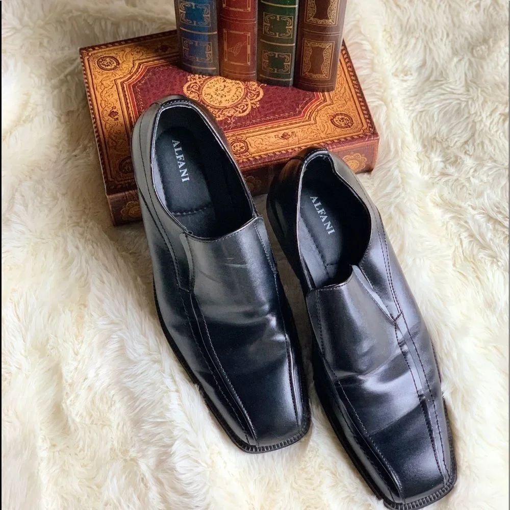 𝅺Alfani Ascher Mens‎ Black Slip on Loafers